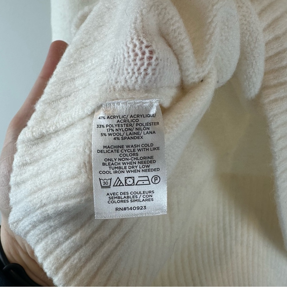 Loft Off White Cream Modern Mock Neck Comfy Cozy Wool Blend Sweater Size Small - Picture 4 of 6